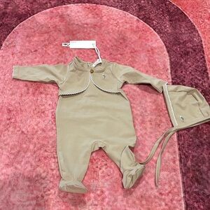 Charming Tan Kids Footie with Hat